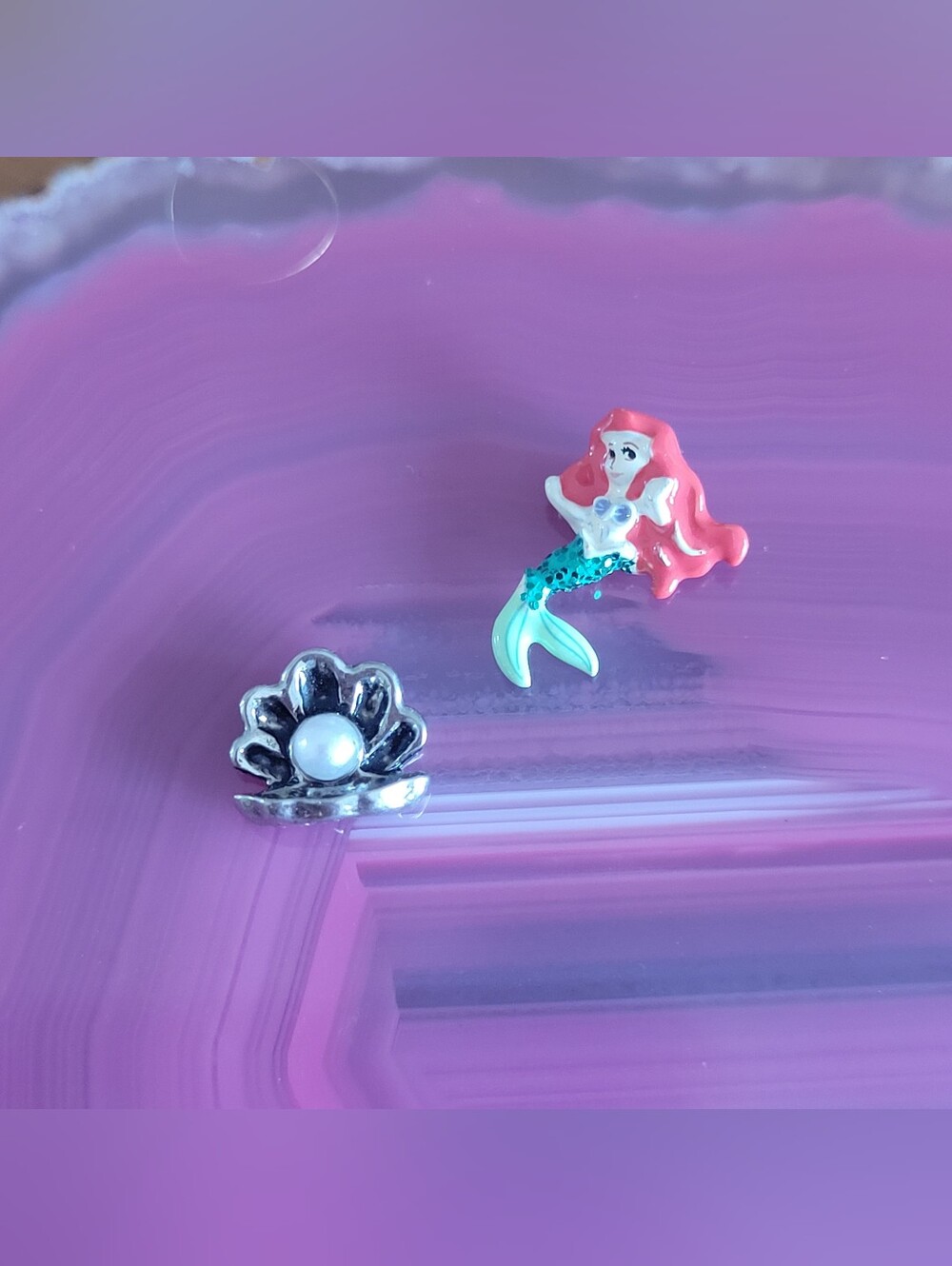 VHTF Origami Owl Disney Ariel Mermaid And Shell W Pearl Charm For Locket